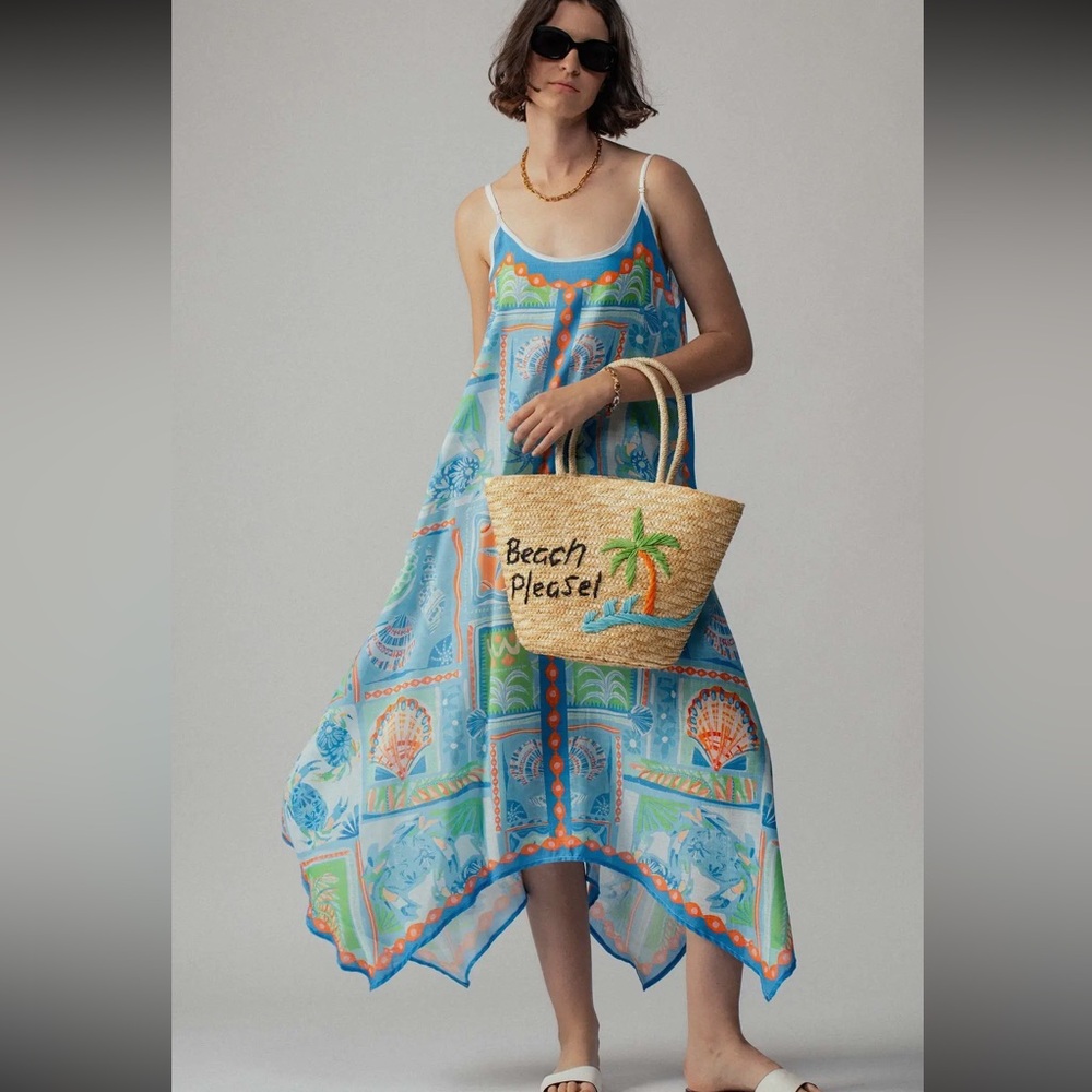 146. Ocean Breeze handkerchief maxi dress in blue - Picture 2 of 3